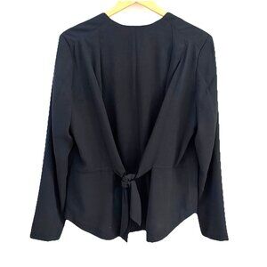 Susina Women's Tie Back Blazer Jacket Size Large Black Career 90s Minimalist